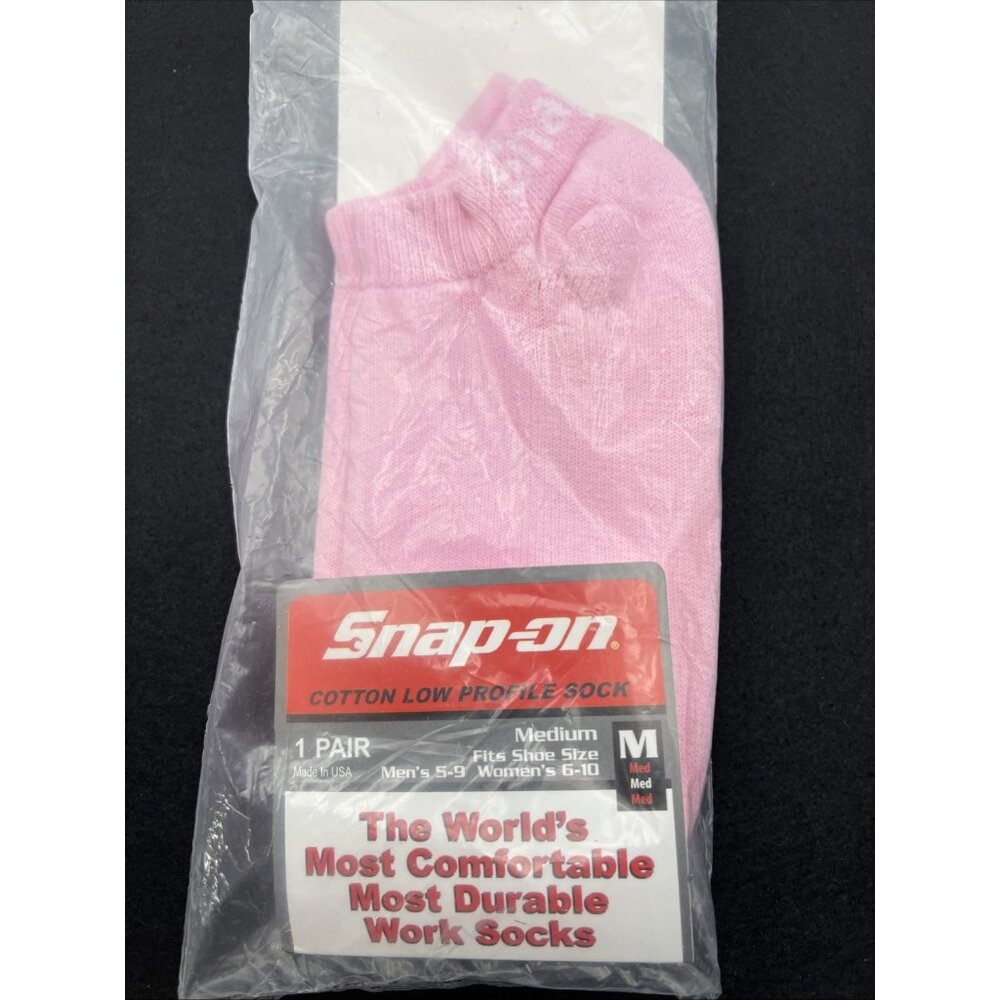 Snap On Tools Socks Pink Cotton Low Profile MEDIUM Made In USA
